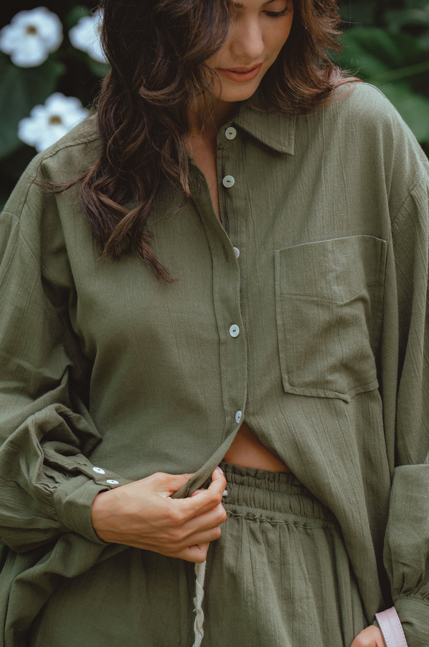 Calin Long Sleeve Oversized Shirt - Sage