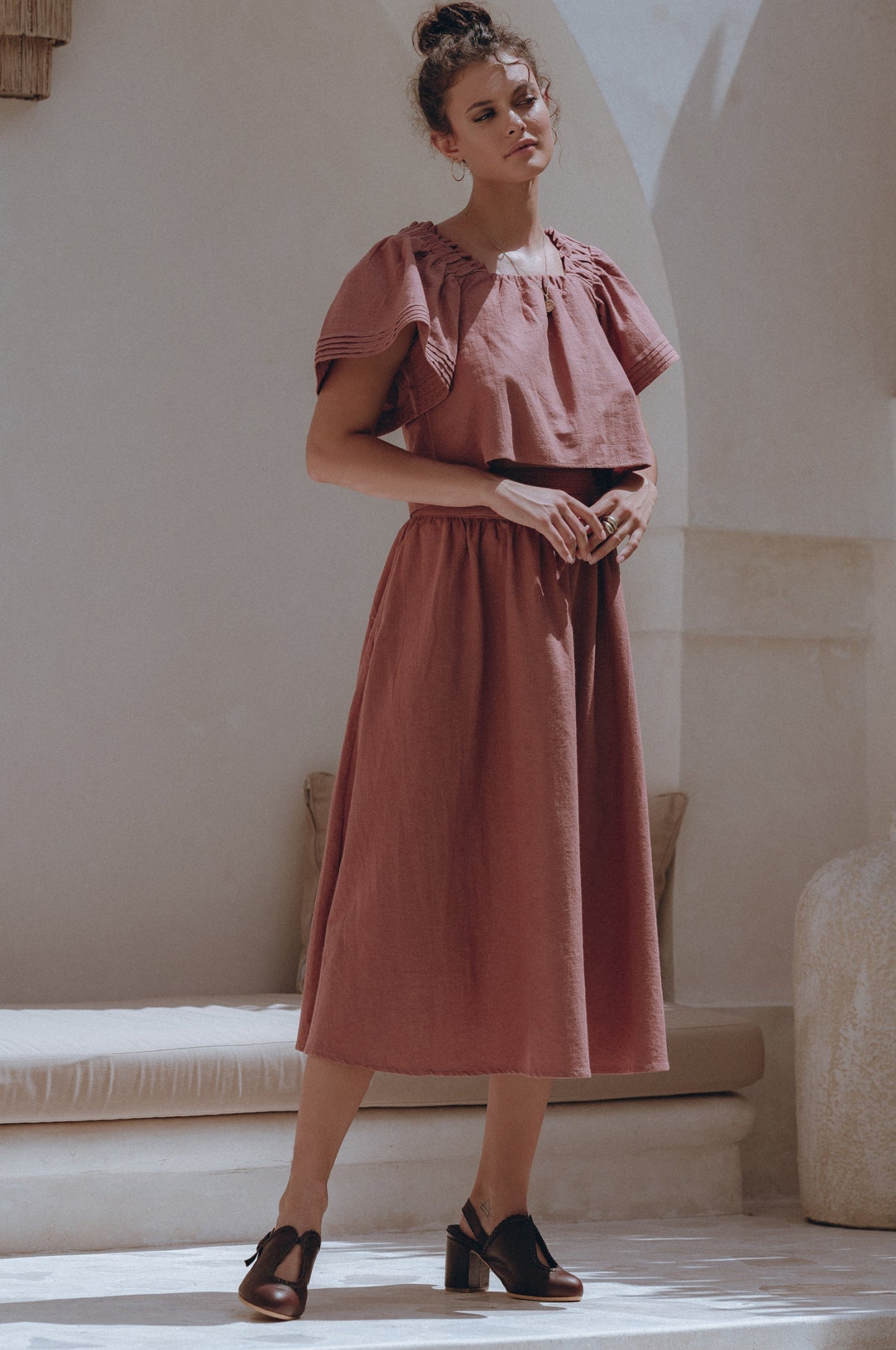 Estelle Linen Top - Rose
