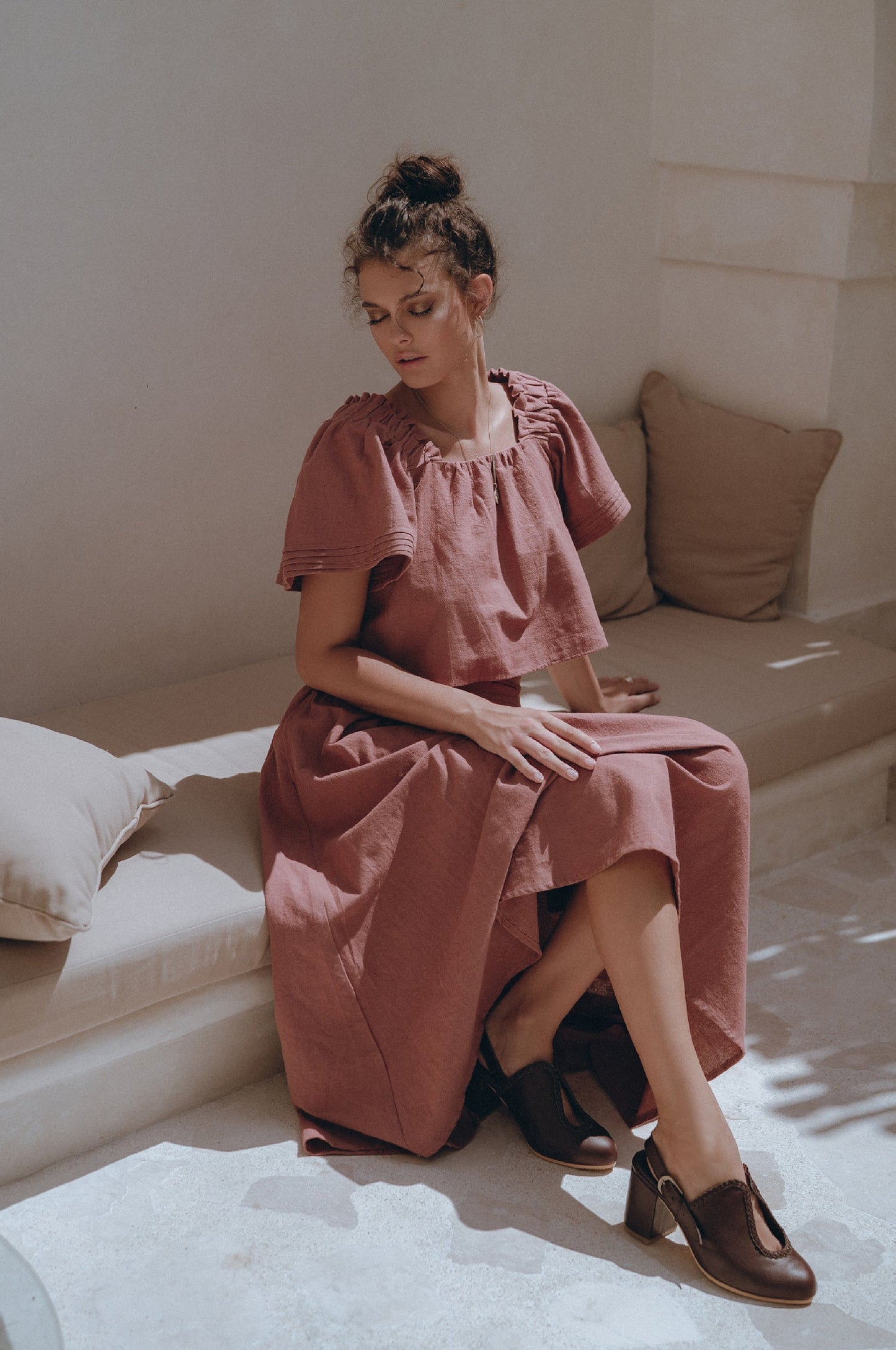 Estelle Linen Top - Rose