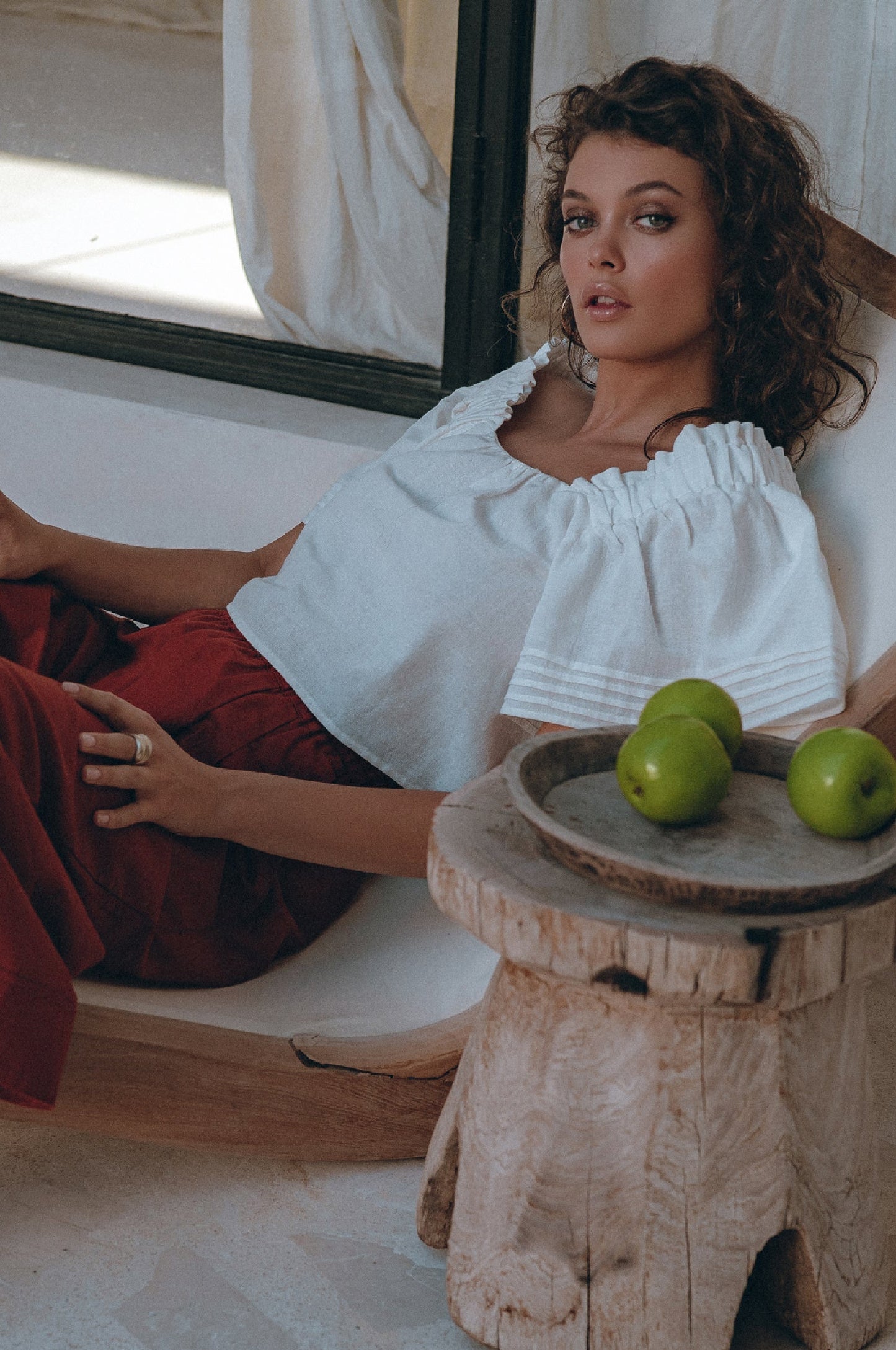 Estelle Linen Top - White
