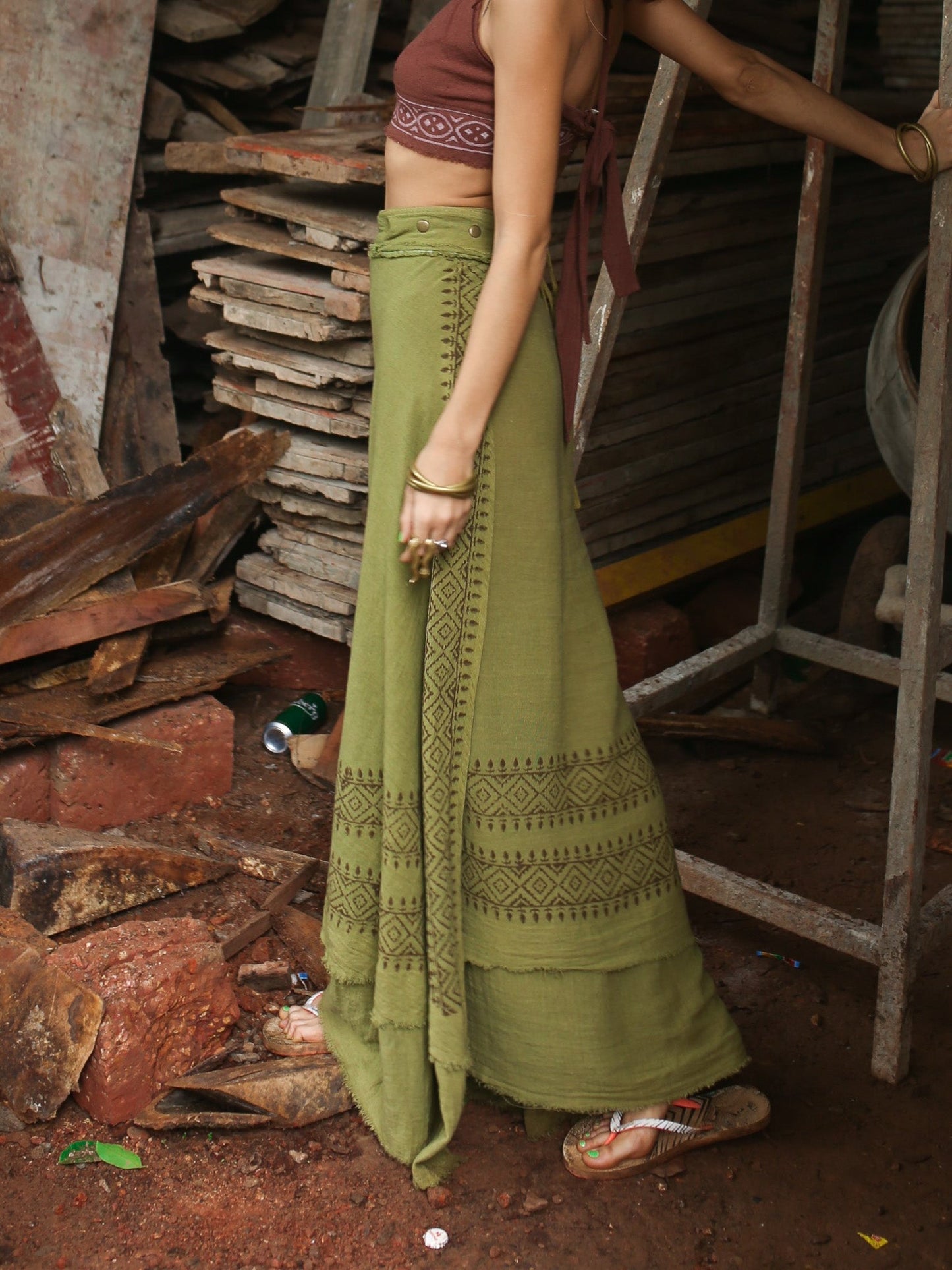 Althea Wrap Skirt - Forest Green