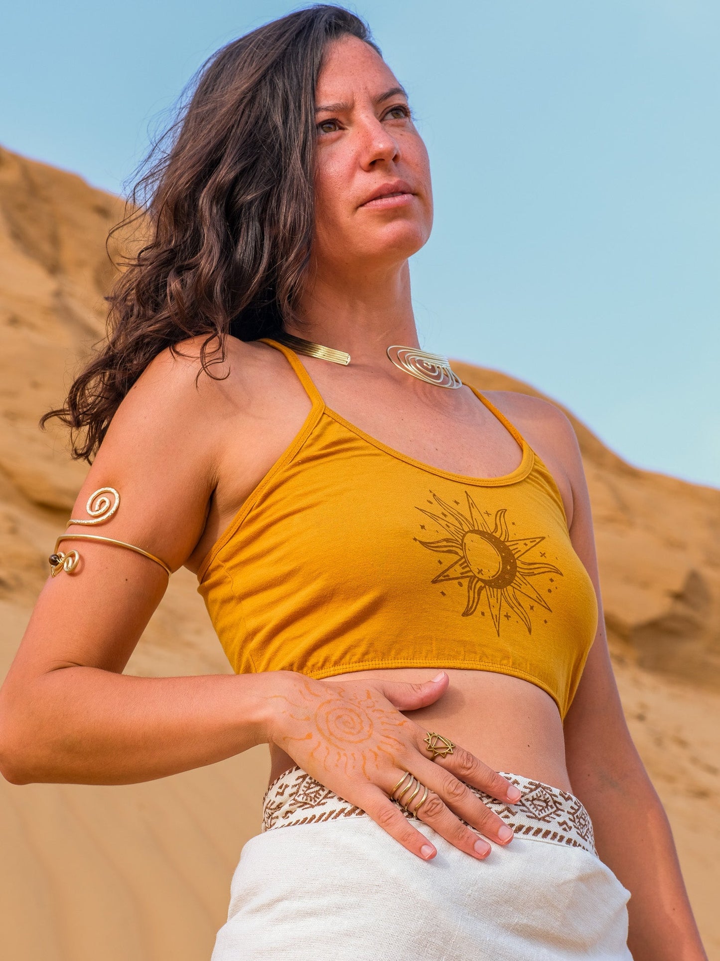 Lily and Lotus Yoga at the Beach Crop Top - Yellow