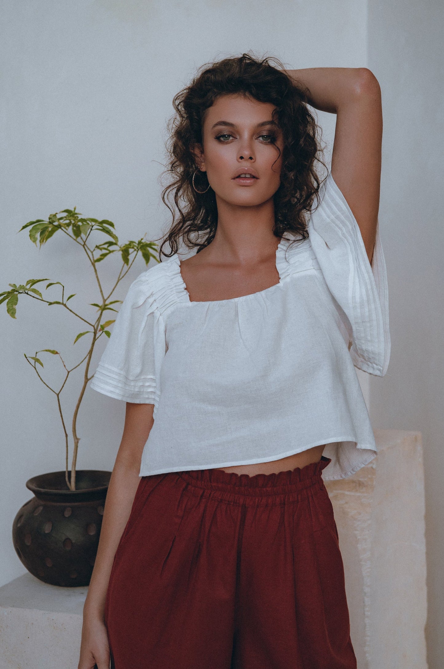 Estelle Linen Top - White