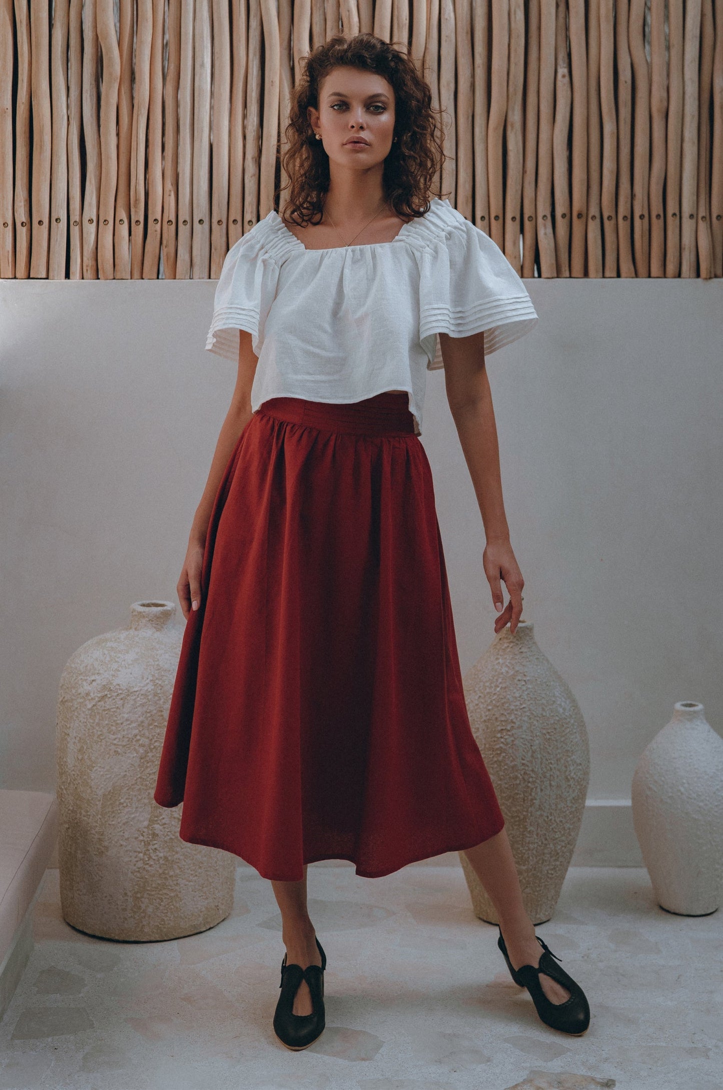 Estelle Linen Top - White